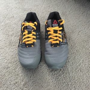 Grey & orange Reebok Crossfit shoe. Women’s 5.5